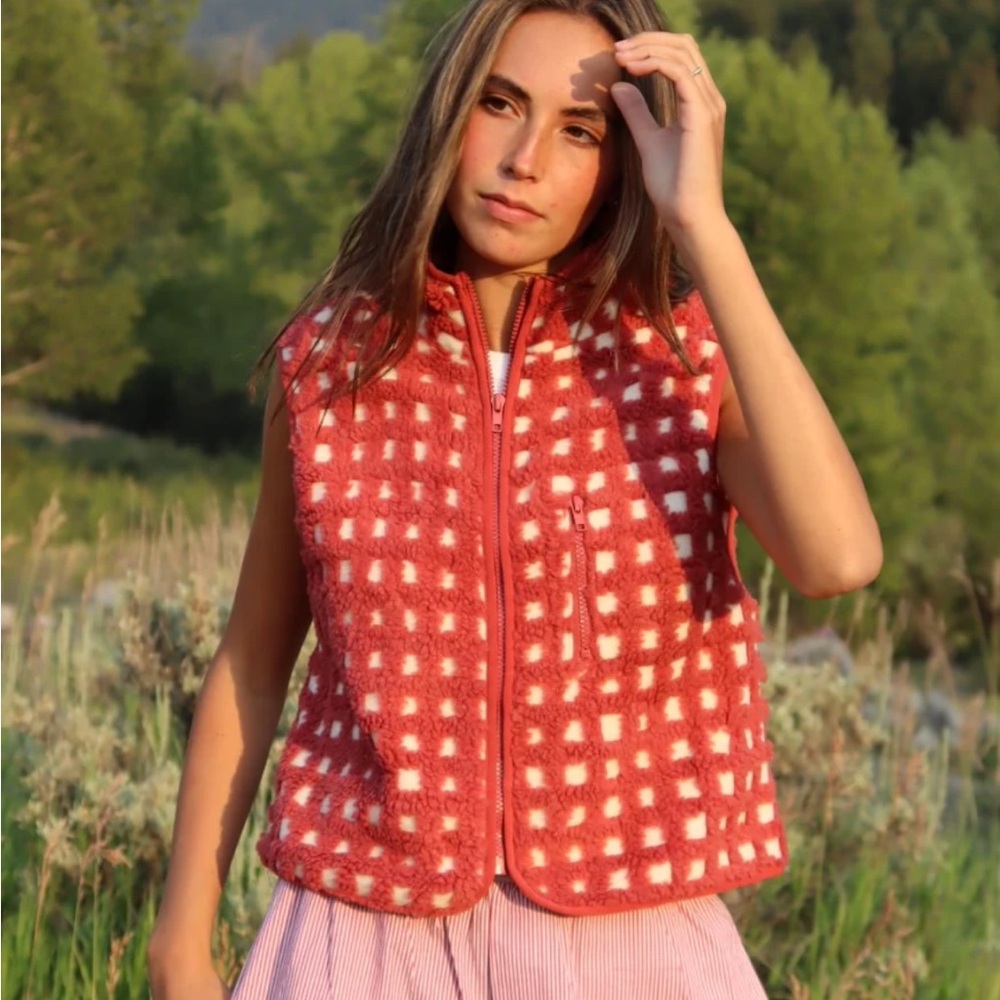 Women's Red Checkered Vest